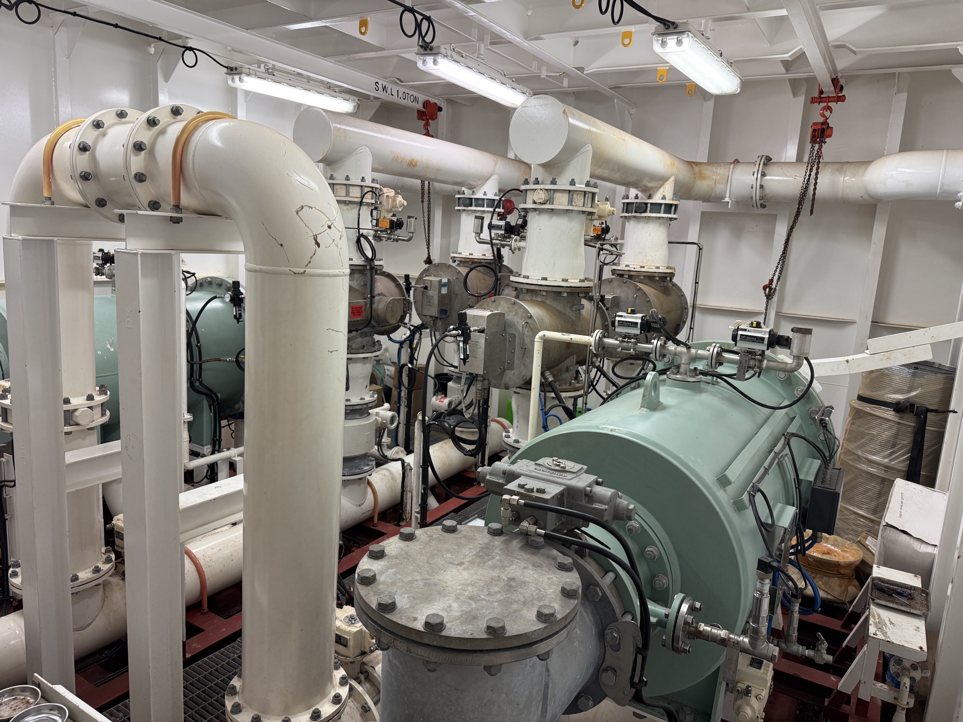Ballast pump room aboard a vessel