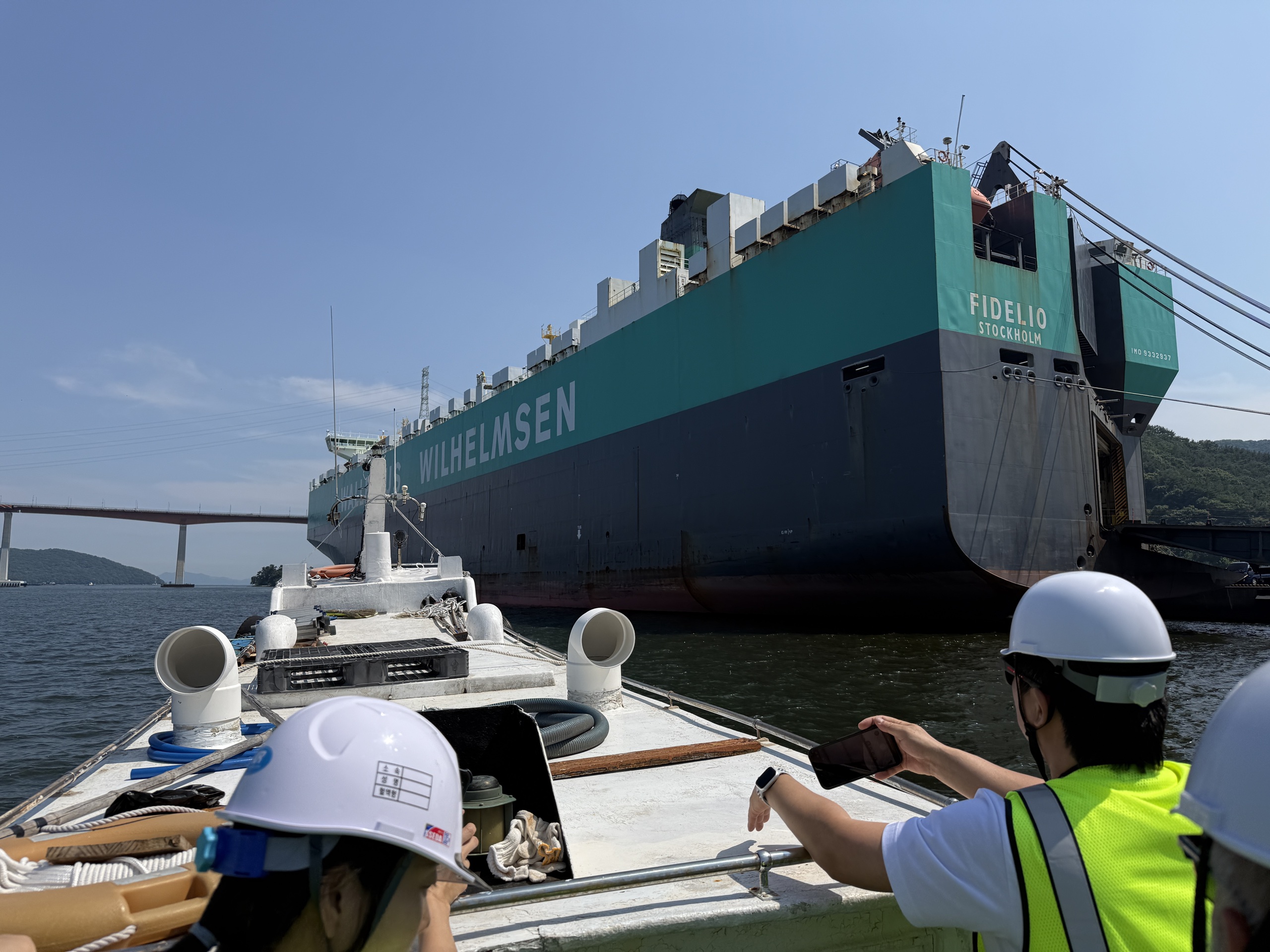 The team on a launch during a vessel attendance